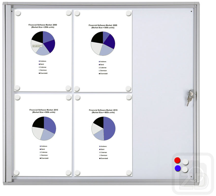 6 Page Classic Bulletin Board enclosed and lockable indoor