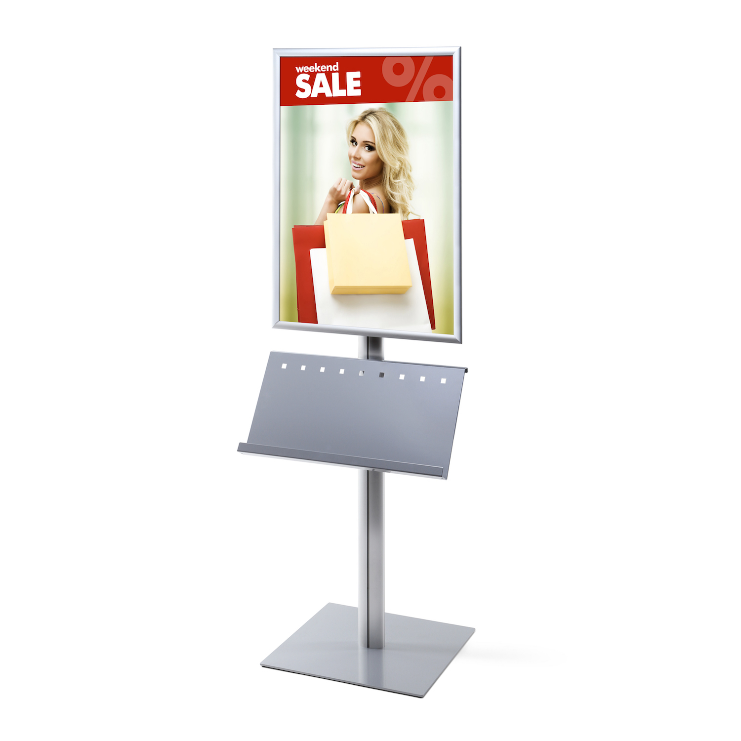 Poster Stand with Literature Shelf - Displays247