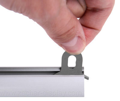 Banner Hanger Clamp Rail - aluminum holder for medium and large banners. Inserting eyelets.