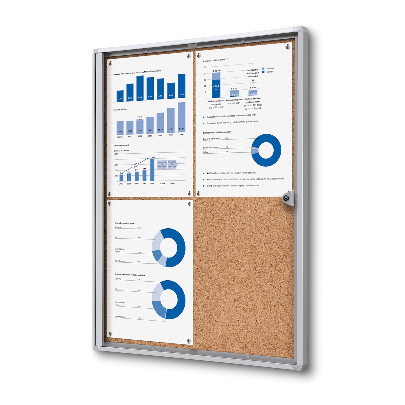 Classic Bulletin Board with cork back board, fits 4 pages