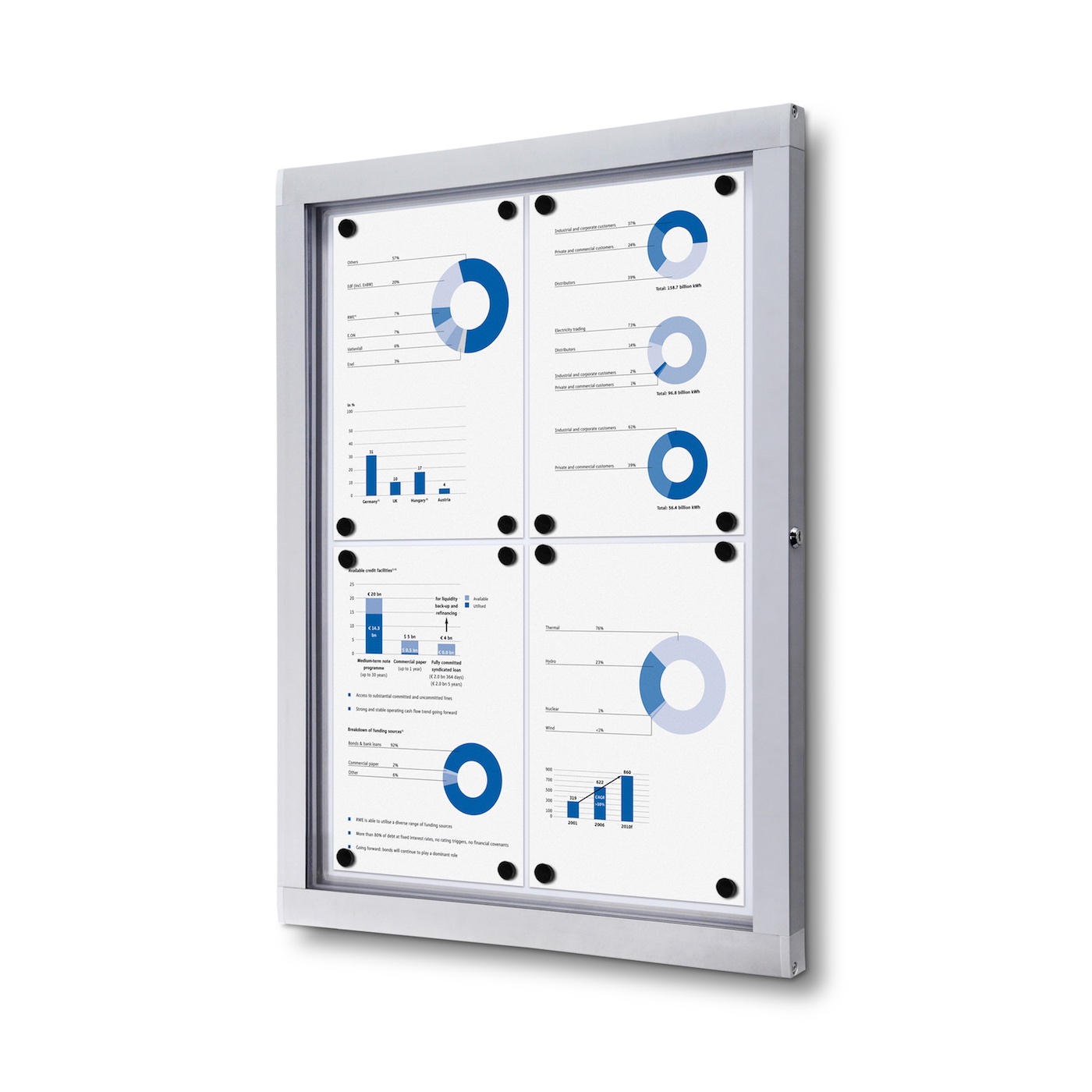 21x28 4 Page Premium Enclosed Bulletin Board lockable