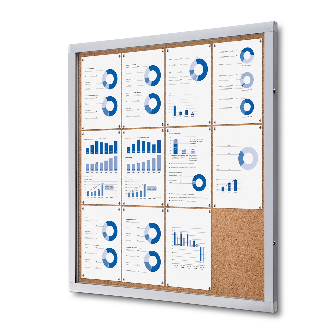 Bulletin Board Cork Board Enclosed fits 12 pages Premium
