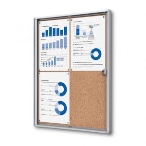 Enclosed Bulletin Board - Cork Board - Classic - fits 4 pages