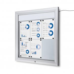Outdoor bulletin board with LED, fits 6 pages