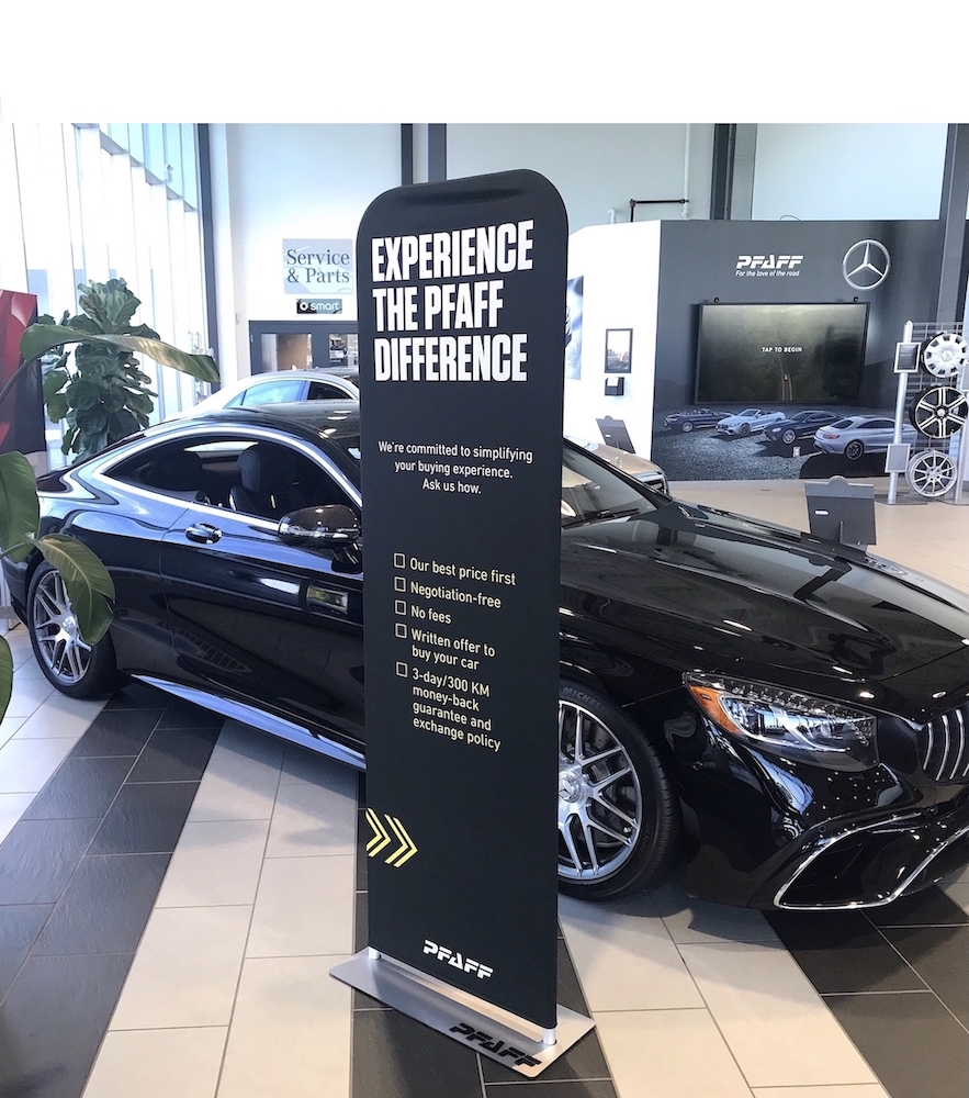 Banner Display in car dealership showroom