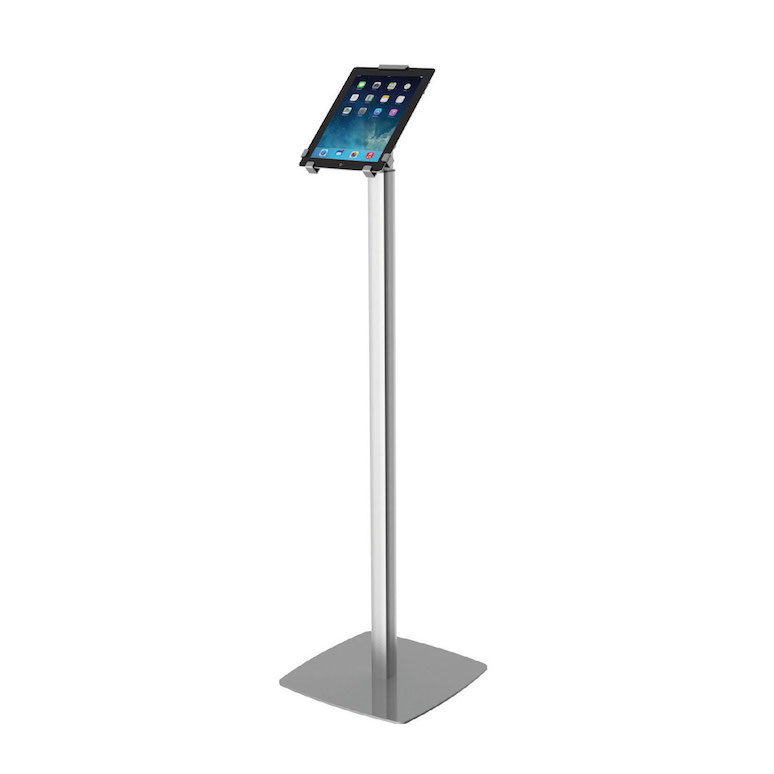 iPad Stand. Floor stand. iPad screen on.