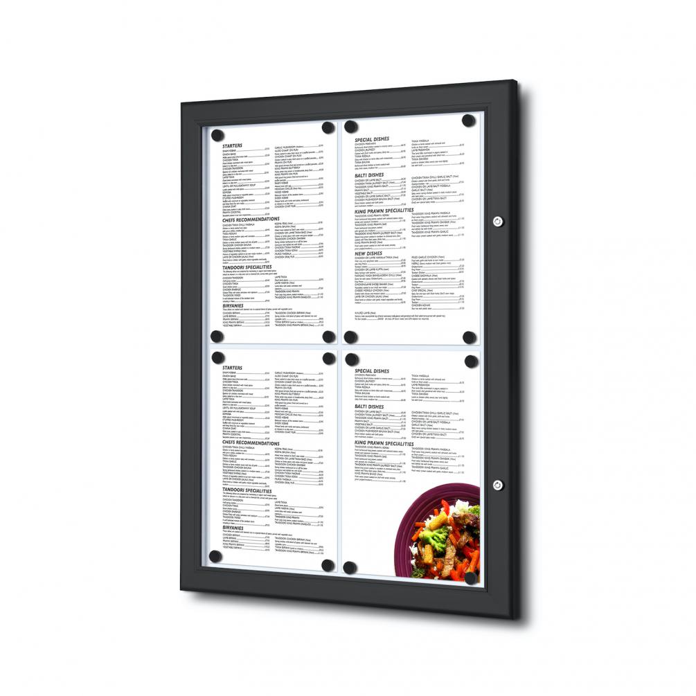 Black Menu Display Case for 4 pages