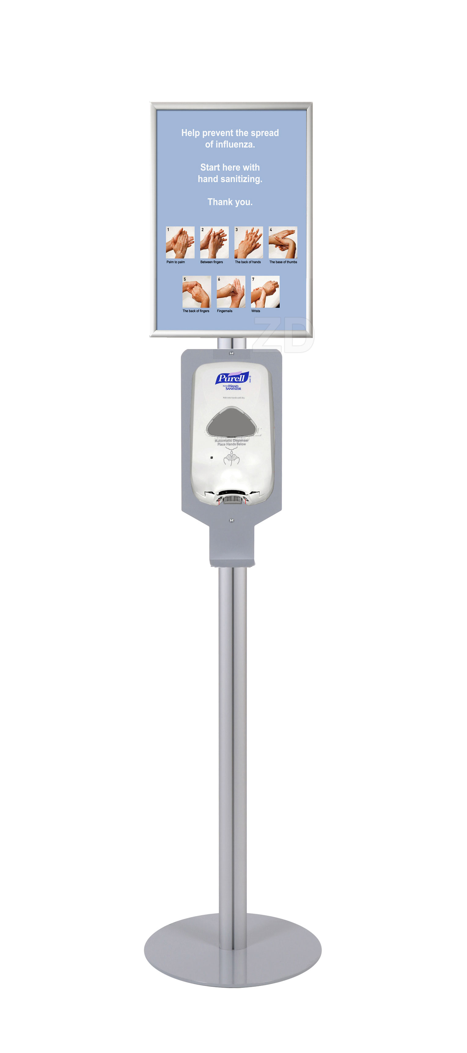 Sign stand with hand sanitizer