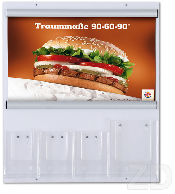 Poster Hanger Snap Rail - snap rail on a board display. Aluminum poster holder. Poster hanging and light banner hanging.