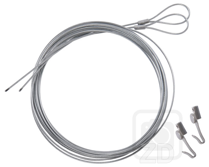 Hanging wires - height adjustable, 60 inches long, made of steel. Accessory for Banner Hanger and Poster Hanger.