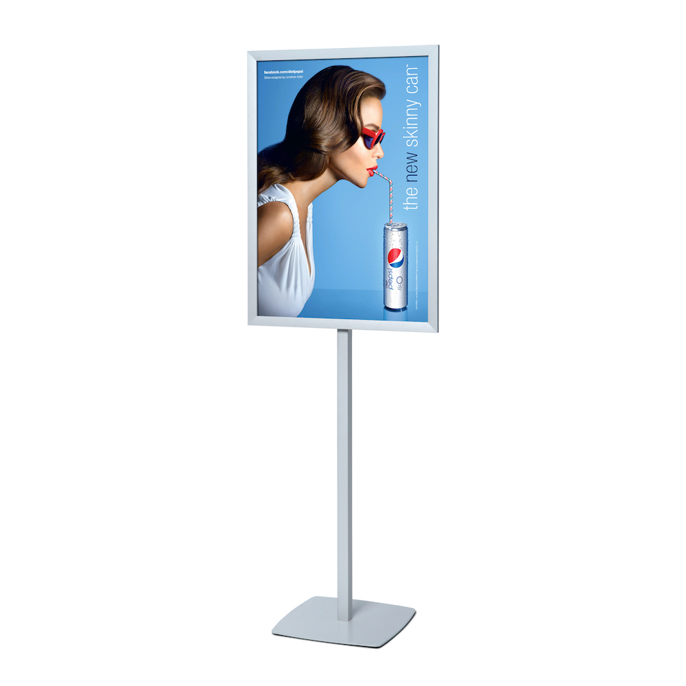 Poster display stand with snap frame, great for sign and poster presentation