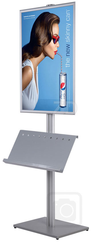 Sign Stand - Info Pole Large - Innovative display stand with snap frame and brochure shelf.